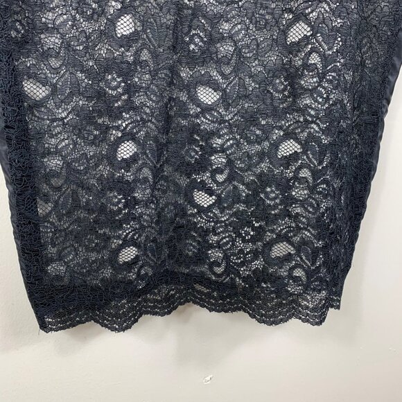 Adrianna Papell Black Floral Lace Whimsigoth Bodycon Dress Vampire Size 8 - Picture 2 of 8